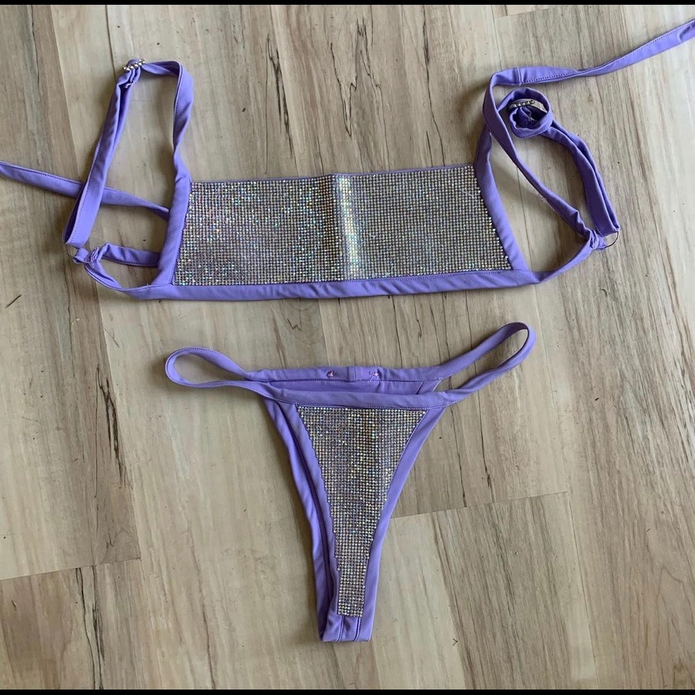 Rainbow Rhinestone Bikini Iridescent Gem Bejeweled